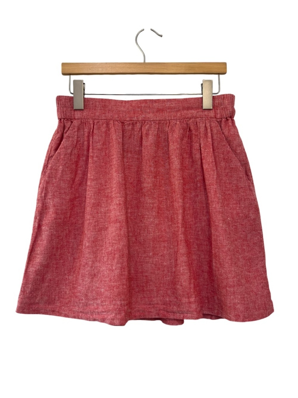 LOFT Ann Taylor Petites Heathered Linen Blend Mini Skirt Red Pink